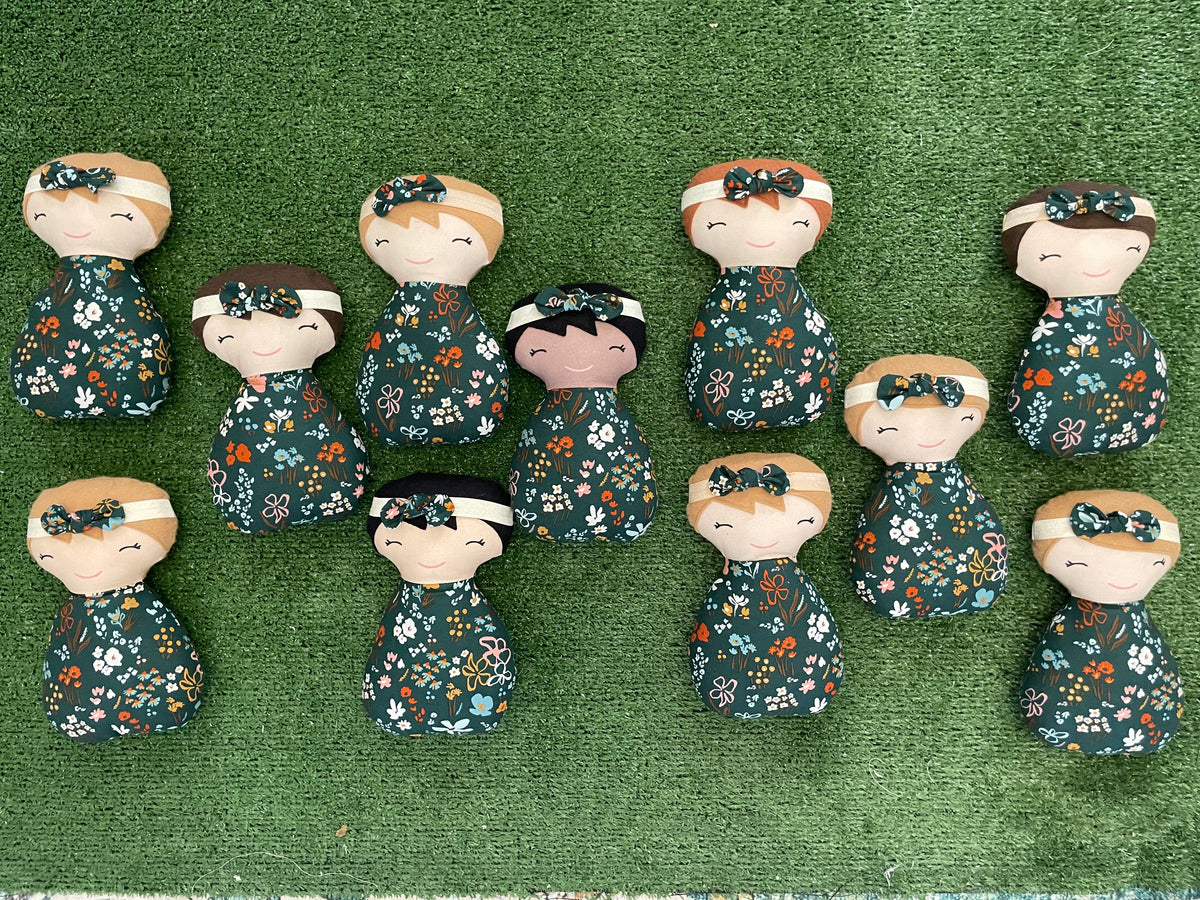 Dark Green Floral Doll