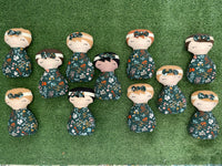 Dark Green Floral Doll